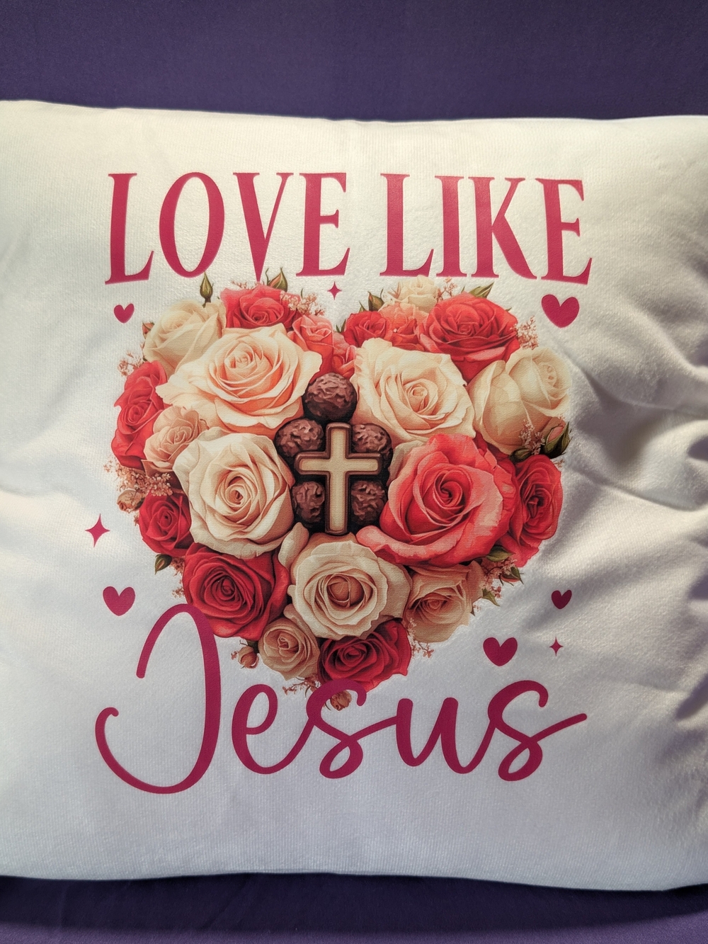 Love Like Jesus Floral Heart Graphic Pillow